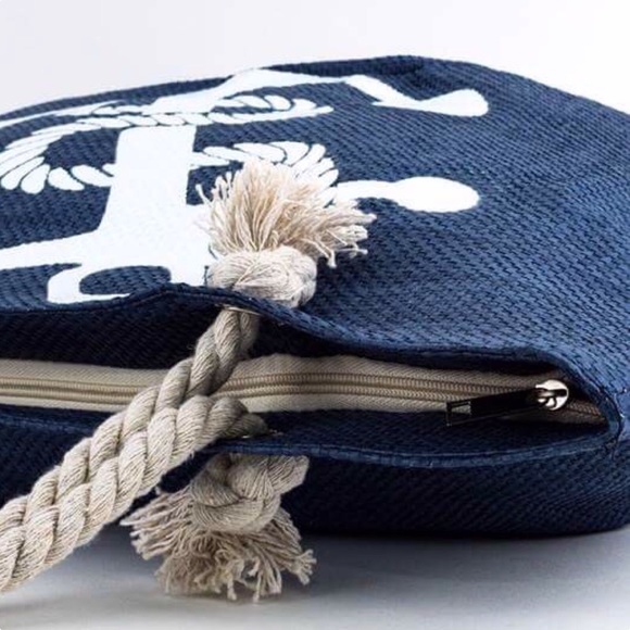 🆕Nautical Navy Blue Anchor Tote Bag - Picture 6 of 8